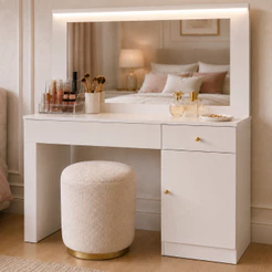 Penteadeira Camarim Makeup Mobler Nina Glamour Organizadora Espelho Led