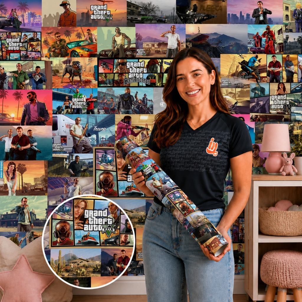 Papel de Parede Adesivo Auto Colante GTA Vários Modelos Quadrinhos Coloridos Lavável Sala e Quarto