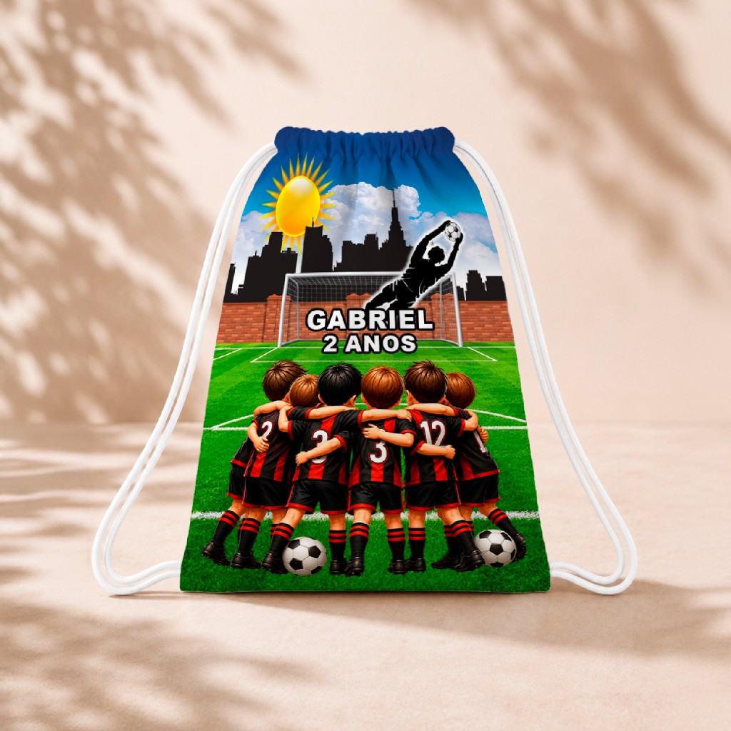 10 Mochila Personalizada Infantil 18x26 Sacolinhas Surpresa Festa Aniversário Lembrancinha Futebol M4