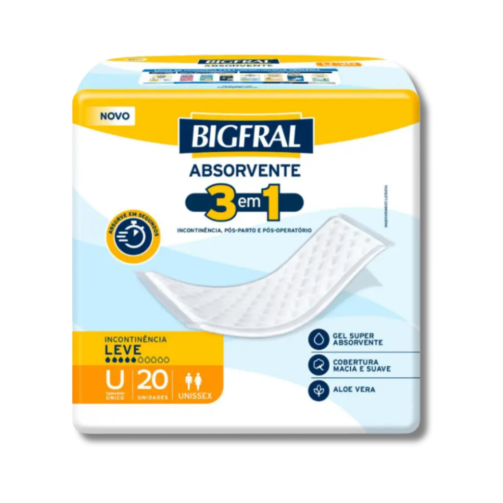 Absorvente Geriátrico Bigfral 3 Em 1 Unissex - 20 Unidades