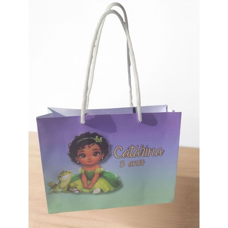 15 Sacolinhas M (20x15x7cm) Princesa Tiana Personalizadas – Lembrancinha e mimos para Festa Infantil personalizados