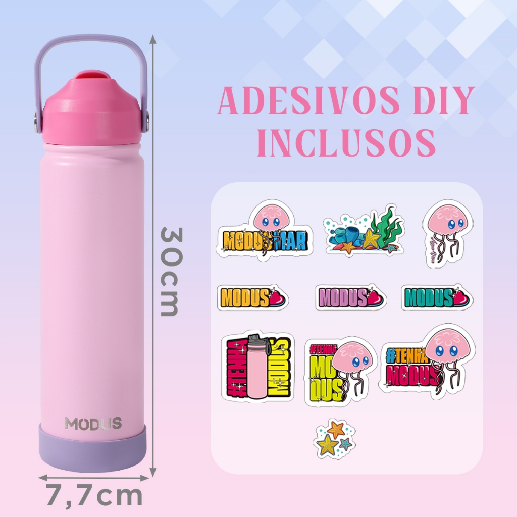 MODUS Garrafa térmica inox 720ml com capa protetora de silicone BPA livre, resistente e segura para uso diário · foto 2