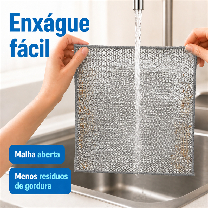 Pano de Limpeza de Malha de Aço Dupla Camada para Remover Gordura de Louças, Panelas, Pia e Fogão