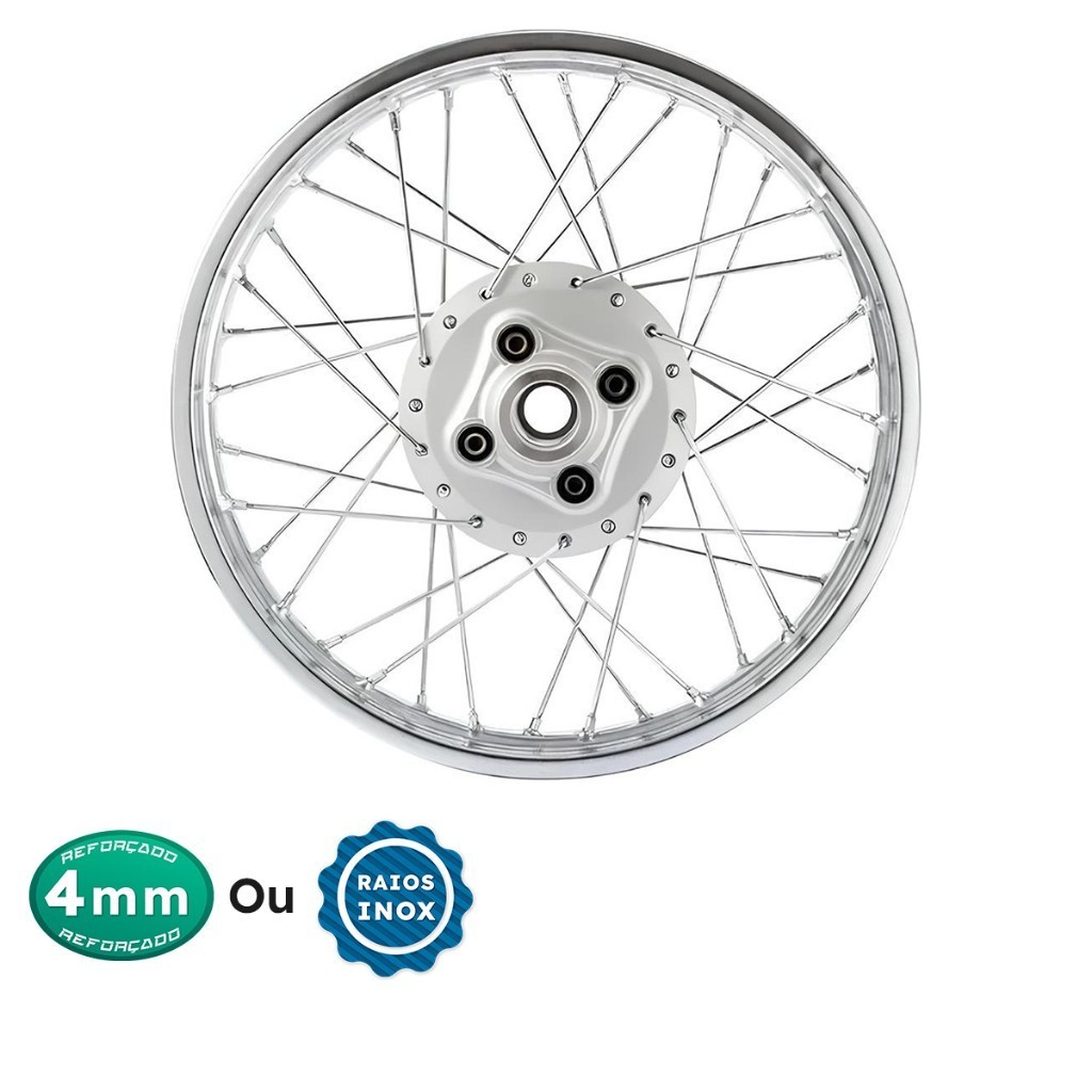 Roda Aro Jante Folha Caixa Traseira Titan 125 00/04 - Fan 125 05/08 Raio Inox Ou 4mm Cromados