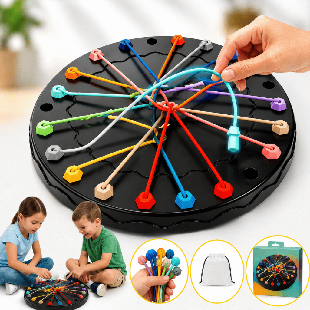 Jogo Brinquedo Desafio das Cordas  Anti estresse Educativo Tabuleiro Mesa Infantil e Adulto