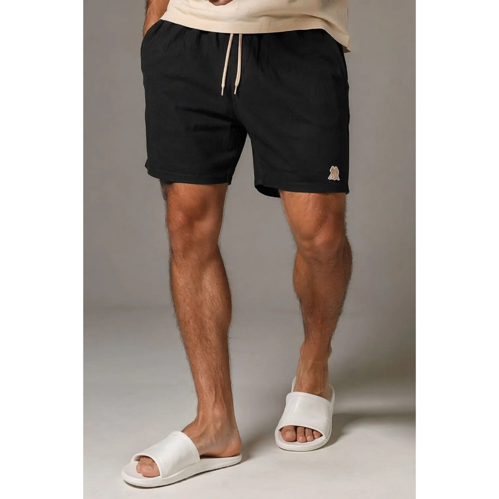 Short Masculino Linho Liso Polo Wear Preto