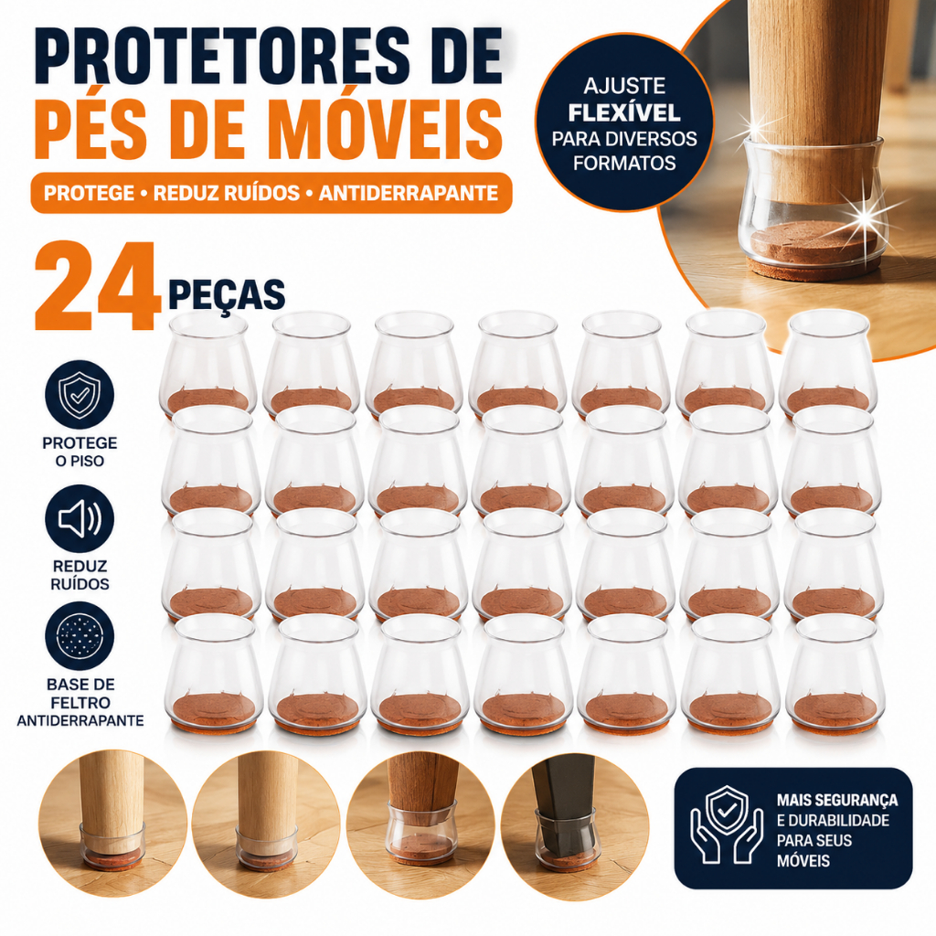 Kit 4/12/24 Peças Protetor Para O Pé Da Cadeira Mesa De Silicone