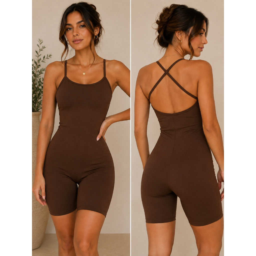 Macaquinho Fitness Feminino Suplex Premium Modelador Com Bojo Alta Compressão Academia Moda Casual Zero Transparência