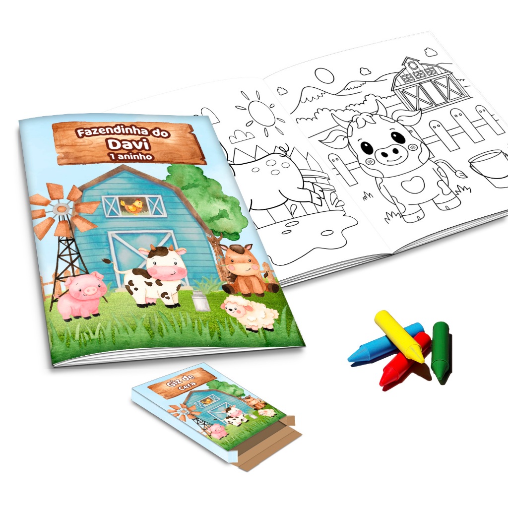 Revistinha De Colorir Personalizada Fazendinha Para Lembrancinha De Aniversário Com Capa Brilhante/ envio rápido