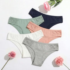 Kit com 10 Calcinhas Tanga Basica Renda Lateral Conforto Calcinha Sexy Lingerie Feminina Forro Algodão Confortável