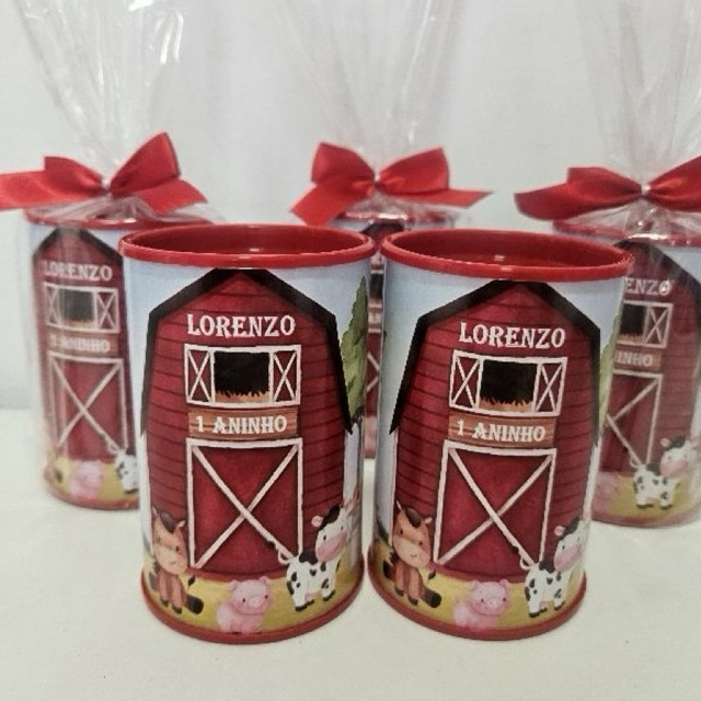 Cofrinho Personalizado Fazendinha Vermelha | Lembrancinha Infantil | Aniversário