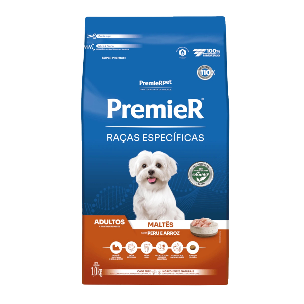 Ração para Raças Específicas Cães Adultos Maltês Peru 1Kg Premier