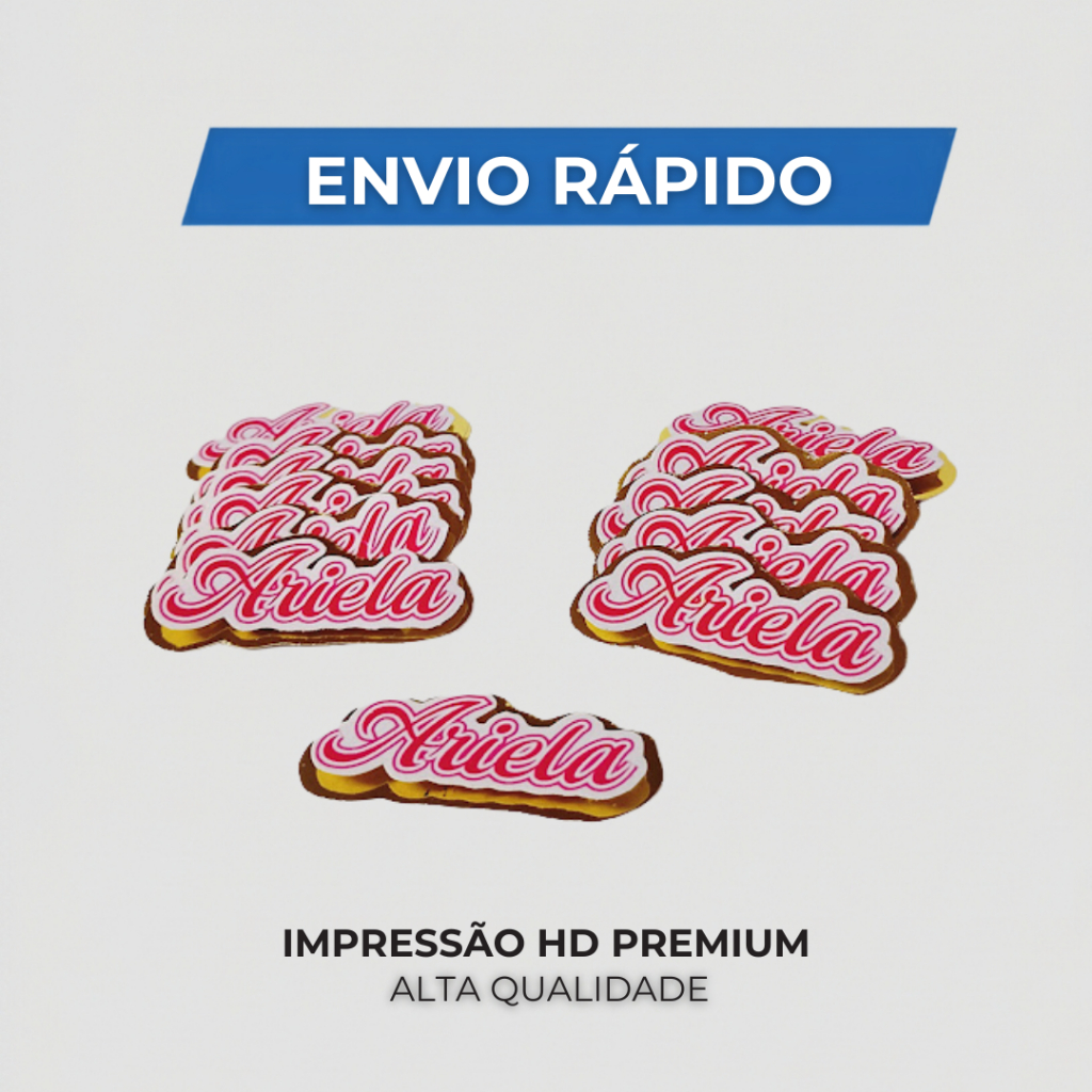 Apliques de Nome Personalizados 3D Lamicote Dourado Ideal para Lembrancinhas e Personalizados festa aniversario