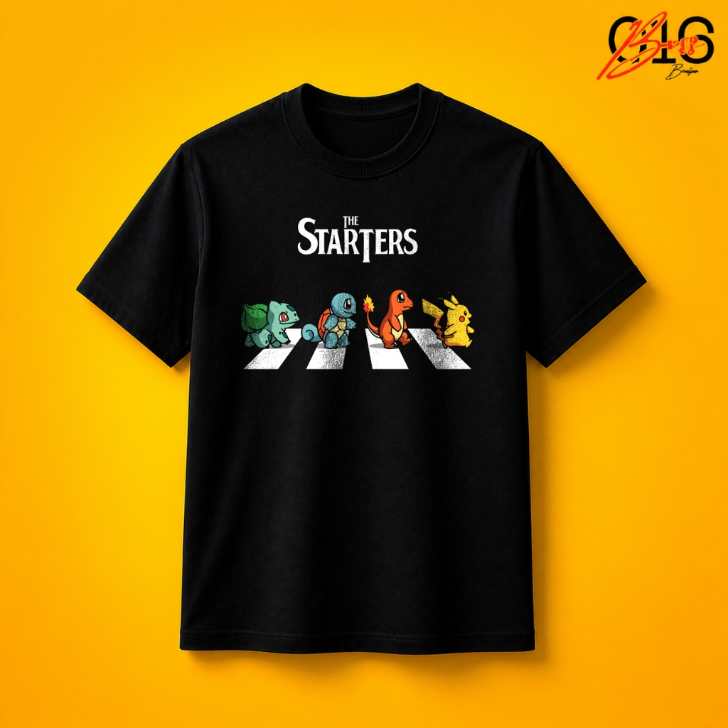 Camiseta Pokémon The Starters Pikachu Charmander Squirtle Bulbasaur Unissex 100% Algodão Estampada