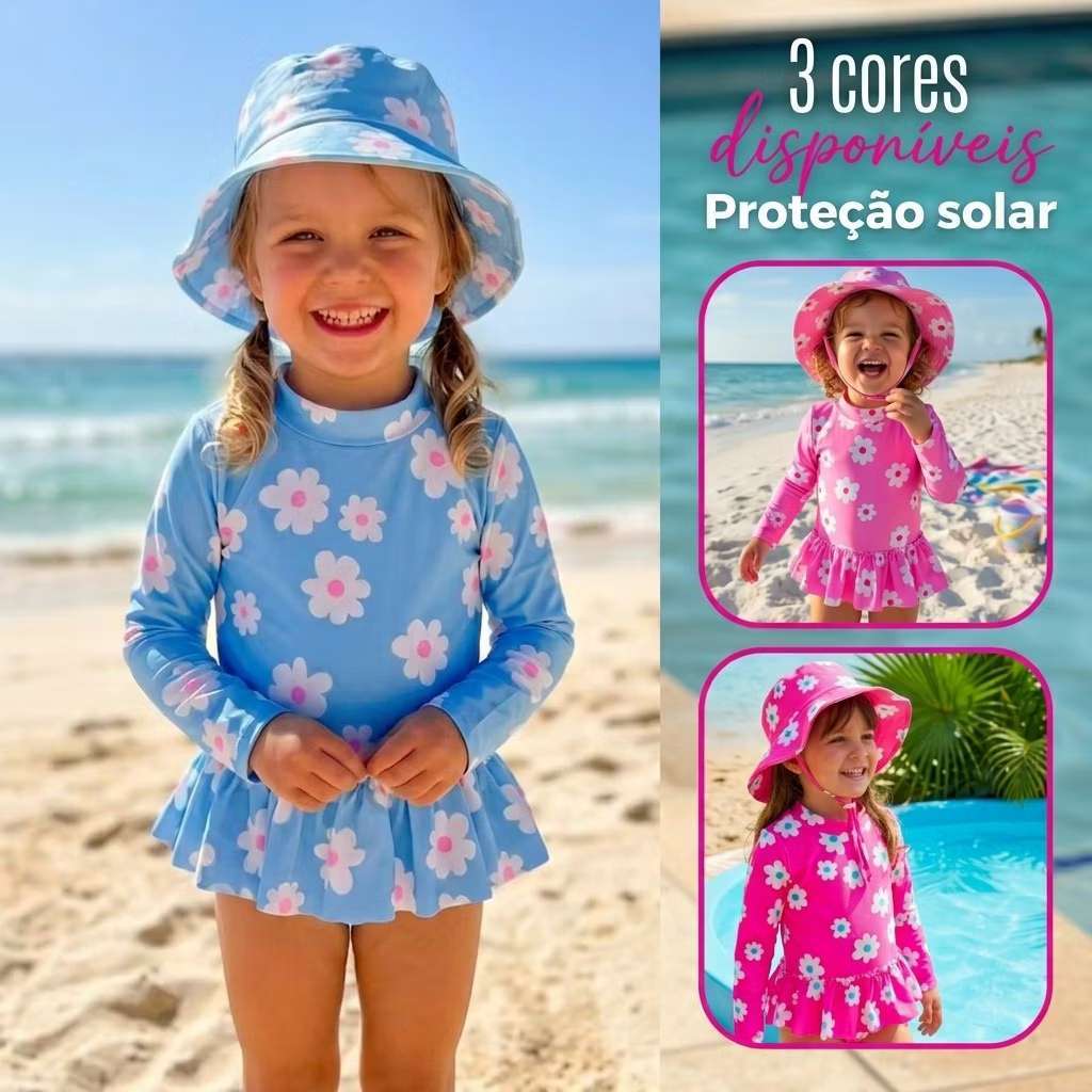 Maio Infantil Manga Longa Menina Bebe Com Protecao Uv 50+ PraiaPiscina--1263