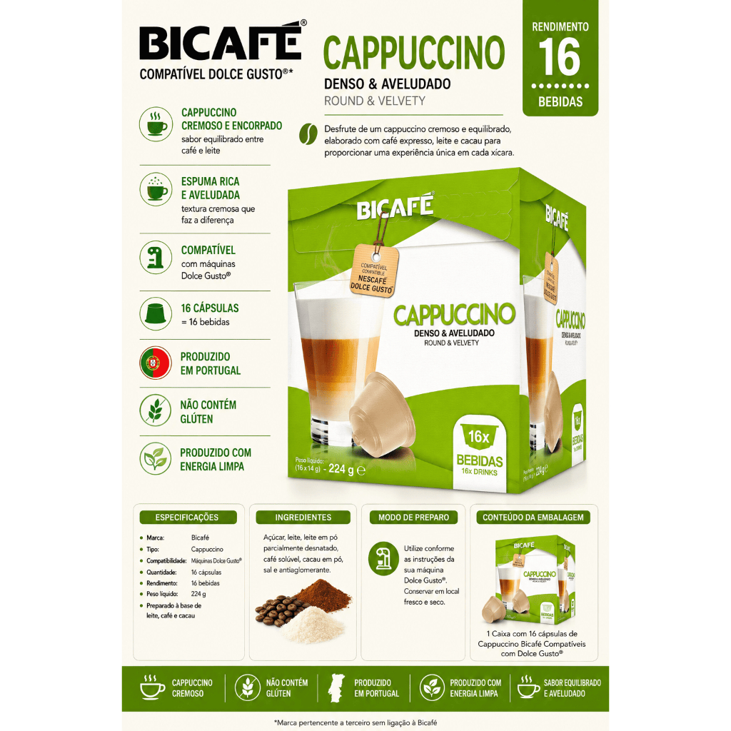 Kit 48 Cápsulas Importadas Cappuccino Bicafé Compatível Com Máquinas Nescafé Dolce Gusto · foto 2