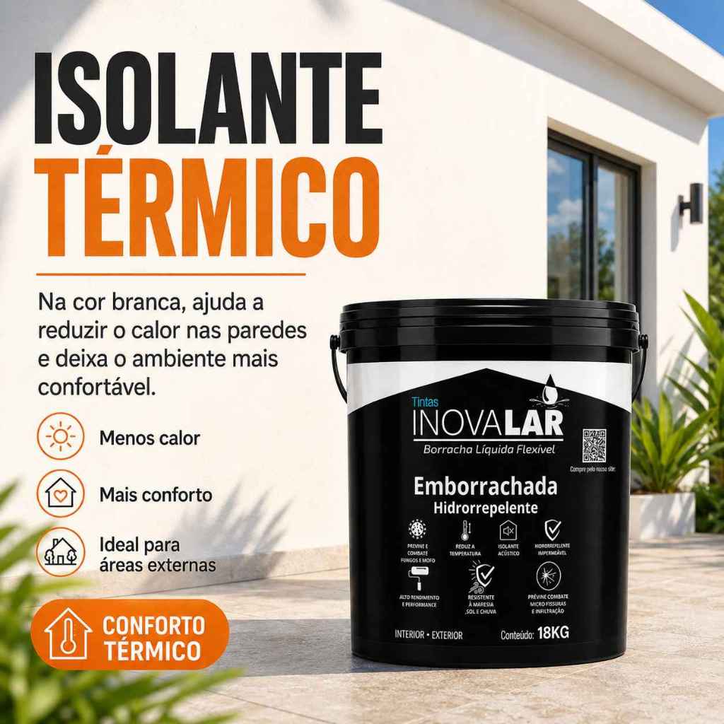 Tinta Emborrachada Borracha Liquida 18Kg Inovalar - Impermeável Isolante Para Paredes e Infiltração