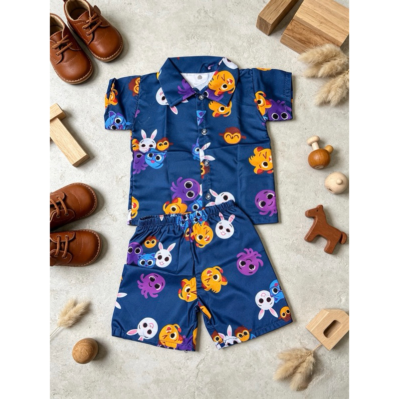 Conjunto Bolofofos Infantil Menino Camisa E Bermuda Várias Estampas Roupa De Festa Aniversário Temática Promoção