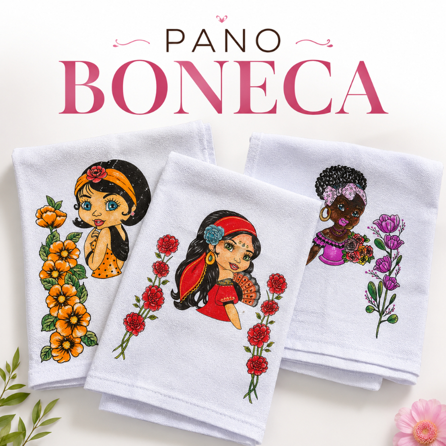 Kit 10 Pano De Prato Estampado BONECA Grande
