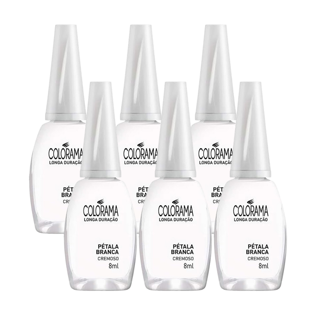 Kit 6un Esmalte Longa Duração Cremoso Nu Pétala Branca Colorama 8ml