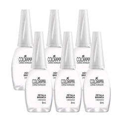 Kit 6un Esmalte Longa Duração Cremoso Nu Pétala Branca Colorama 8ml