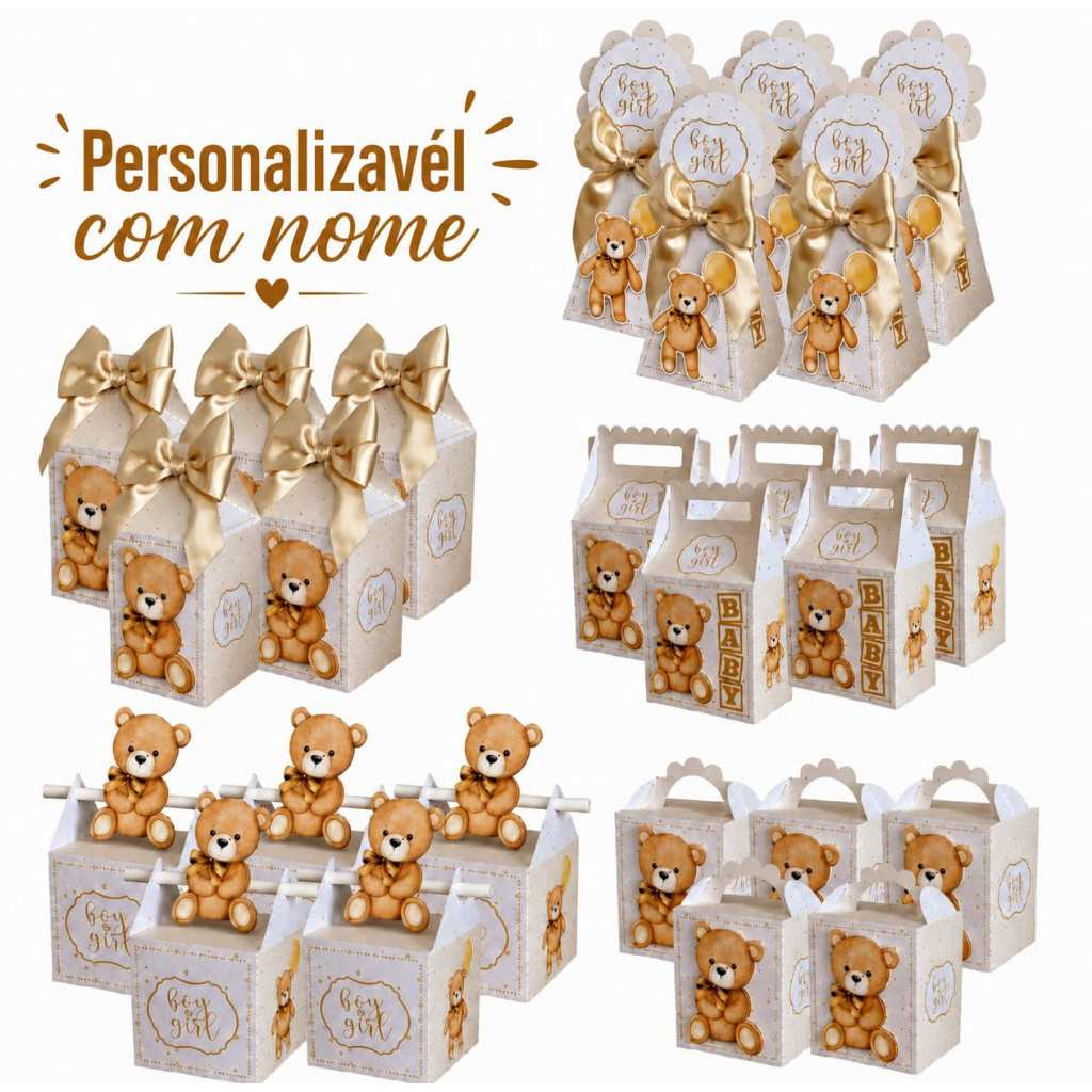 Caixas Personalizadas Cha Revelacao Ursinho Neutro Lembrancinhas Aniversario Personalizados Mimo