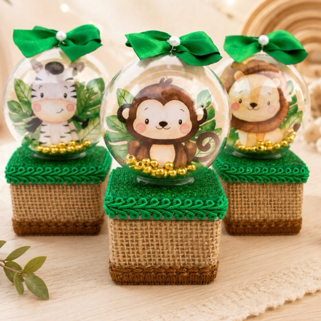 Caixinha Acrílica Personalizada com esfera | Lembrancinha Personalizada | Personalizados de Luxo | Lembrancinha Safari