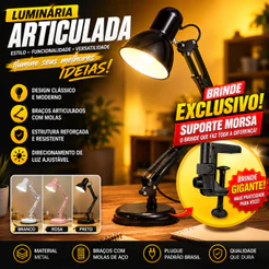 Luminária de Mesa Pixar Grande 60cm Articulada Regulável Abajur de Mesa Para Manicure Estudo Leitura