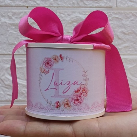 kit Tubolata Flores Rosa Personalizada Lembrancinhas /chá de bebê/ revelação/ batizado/ maternidade/ aniversário 5x6