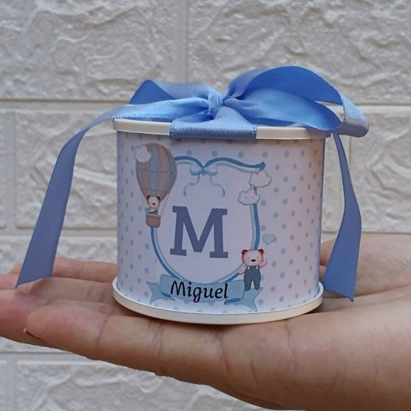 Kit Tubolata Balão Azul Poá Personalizada Lembrancinhas / chá de bebê/ revelação/ batizado/ maternidade/ aniversário 5x6