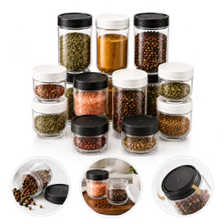 Kit Potes Organizadores Empilháveis Porta Temperos Condimentos 155ml 380ml Gire e Trave Tampa Rosca