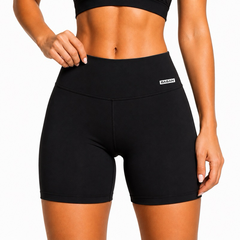 Short Feminino Academia Poliamida Fitness Cintura Alta Treino Zero Transparência Macio e Confortável