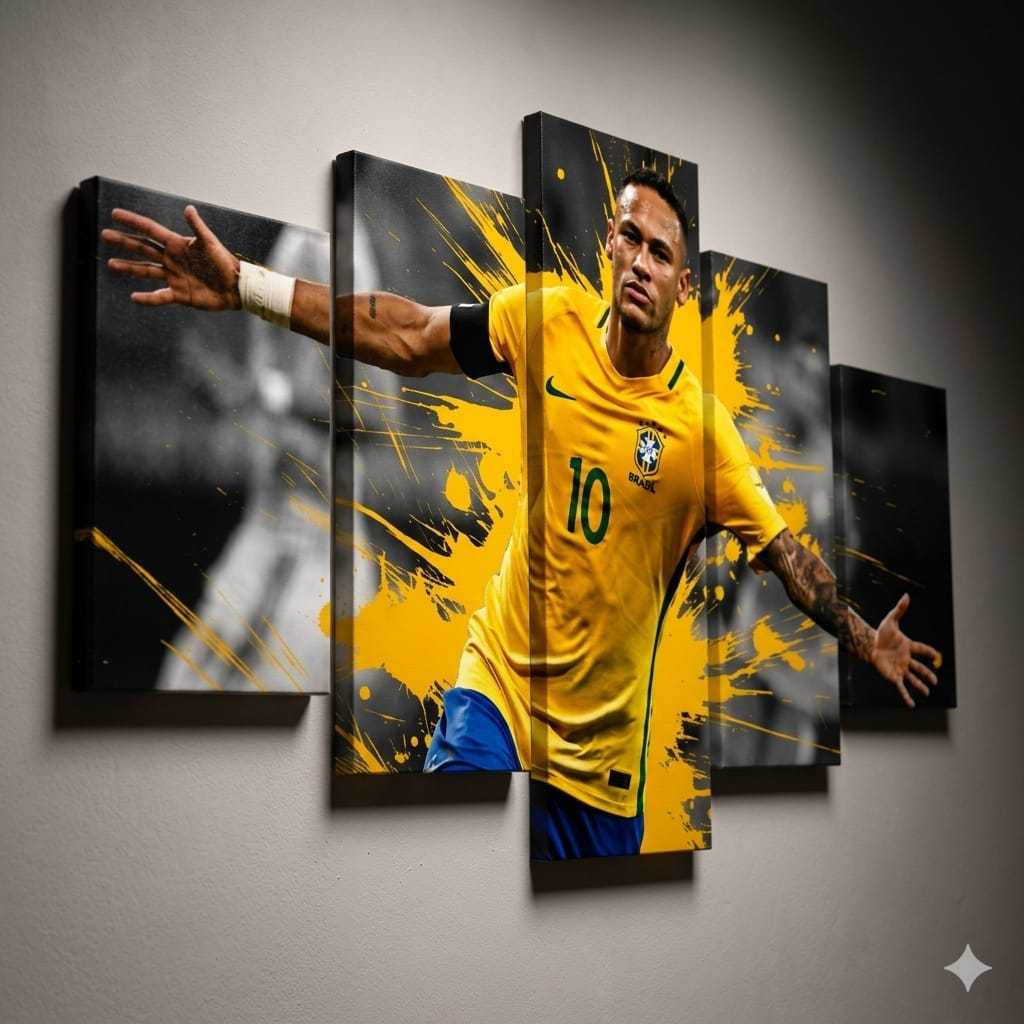 quadro decorativo neymar junior cristiano ronaldo messi njr10 camisa seleçao brasil