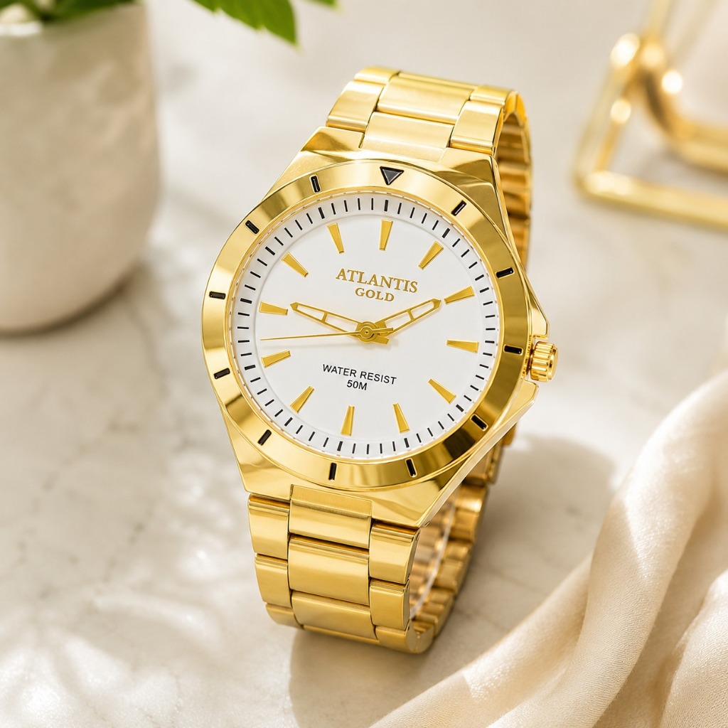 Relógio Atlantis Gold Original – À Prova D’Água + Caixinha Exclusiva