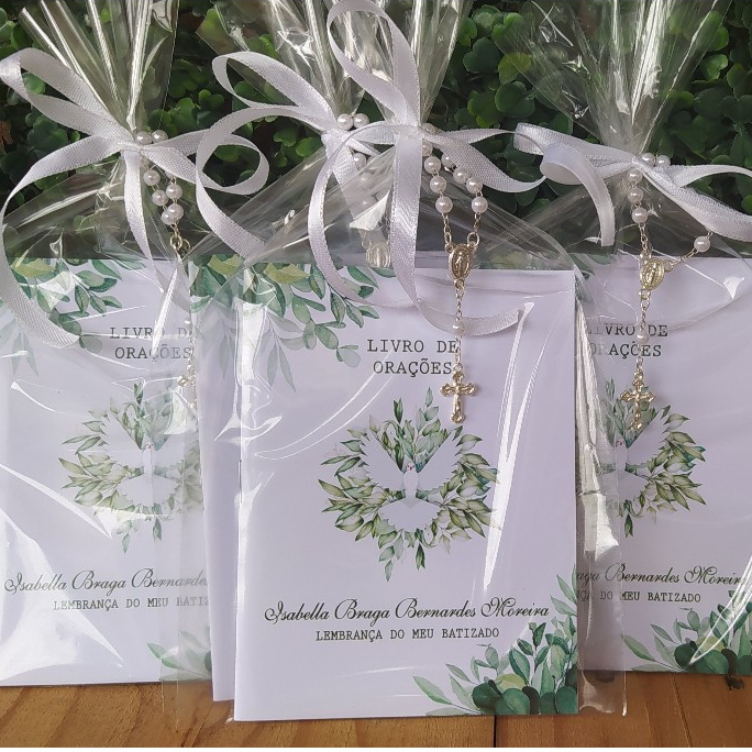 Livrinho de Orações Personalizado com Terço | Lembrancinha Batizado, Comunhão e Maternidade