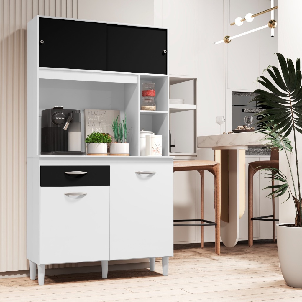 Armário Sala de Jantar Cozinha Compacta Organizador Duda 172x90x35cm Com Gaveta Várias Cores
