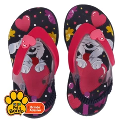 Chinelo Infantil Meninas Klin Com Elastico Marinho com Rosa