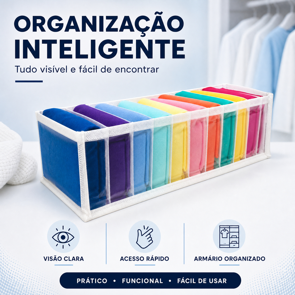 Kit 5 Colmeias organizadoras roupa íntima, cueca e de gavetas PP I P I M I G com 10 divisórias. Organizador Reforçado.