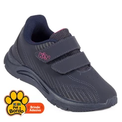 Tênis Infantil Menina Klin New Sport Calce Fácil com Velcro - Azul Marinho e Rosa