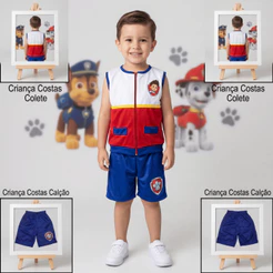 Fantasia infantil Menino Ryder da Patrulha Canina Conjunto Colete + Short Veste 2 á 8 anos