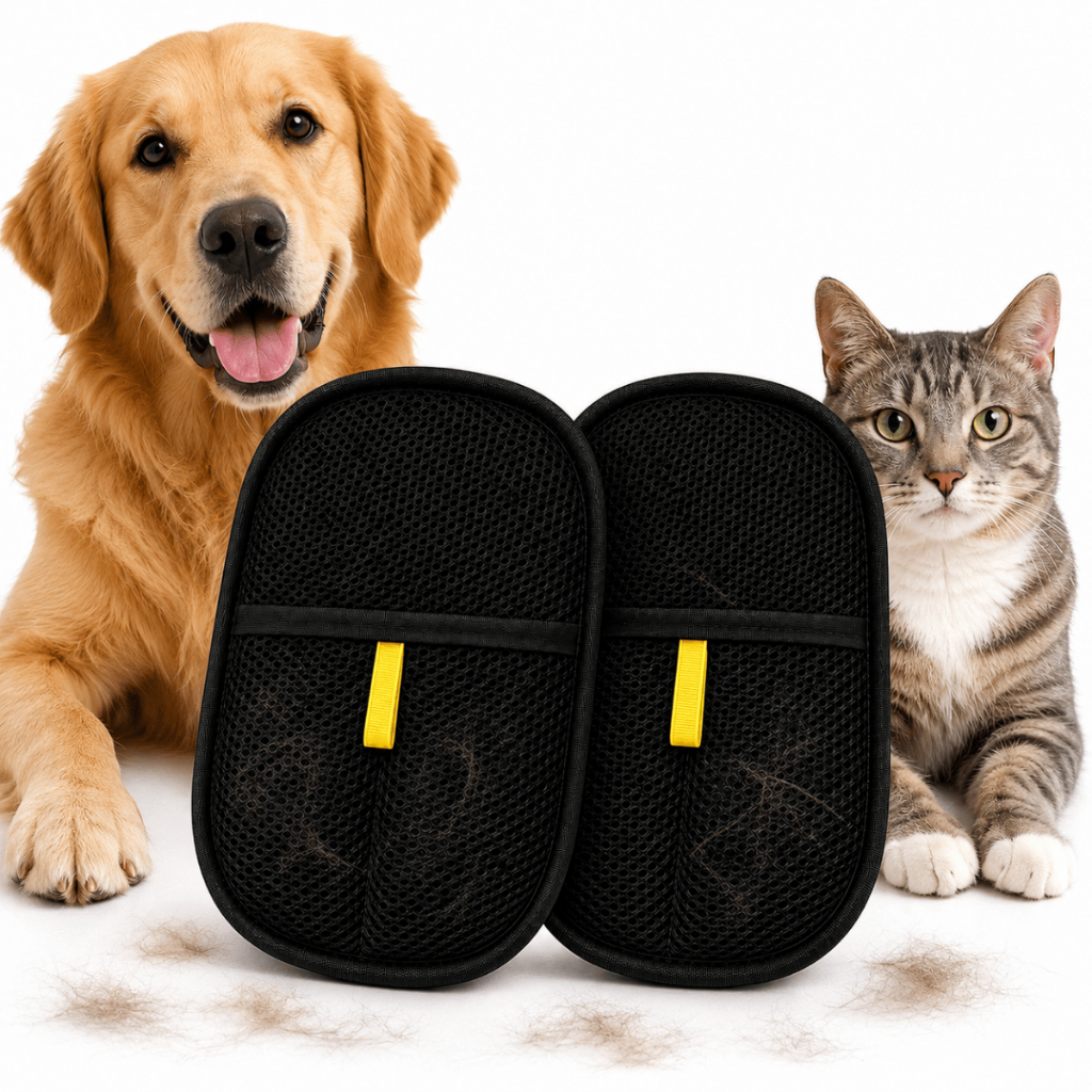Kit 2 Luva Removedor Pelo Pet Eletrostática Escova Dupla Face Cão Gato Sofá Roupa Tapete Limpeza