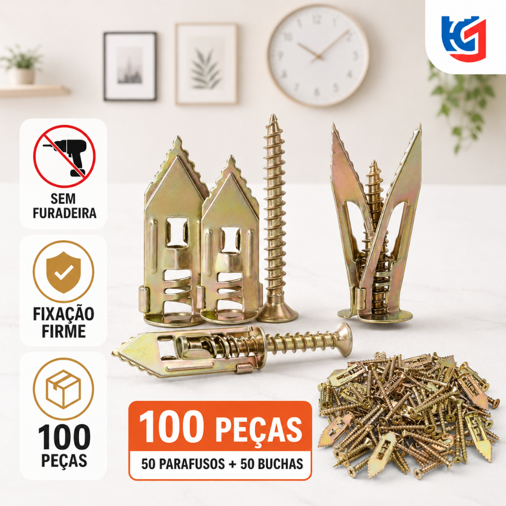 100 Pecas Parafuso De Expansao Para Placa De Gesso Drywall 50 Parafusos 50 Buchas Sem Furadeira
