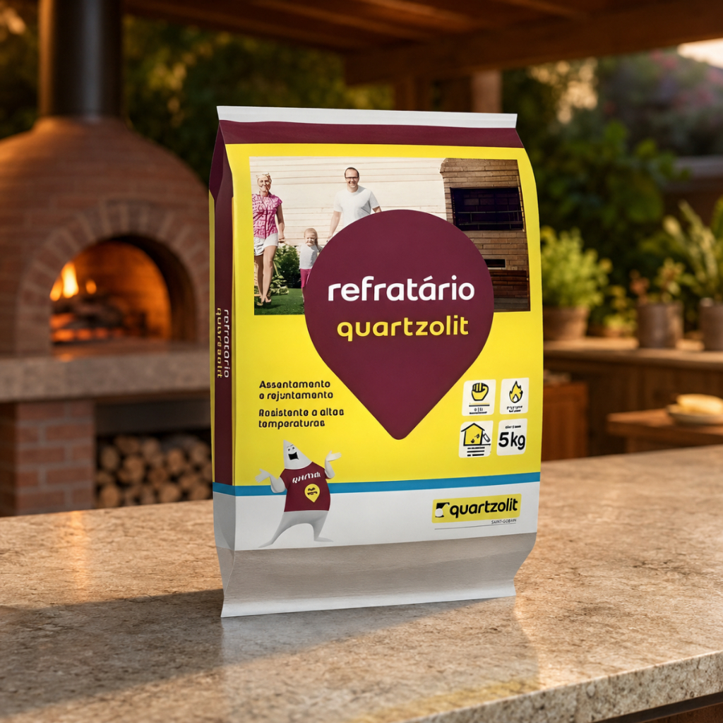 Argamassa Refratária Quartzolit 5kg Para Churrasqueira Forno Lareira Assentamento e Rejuntamento