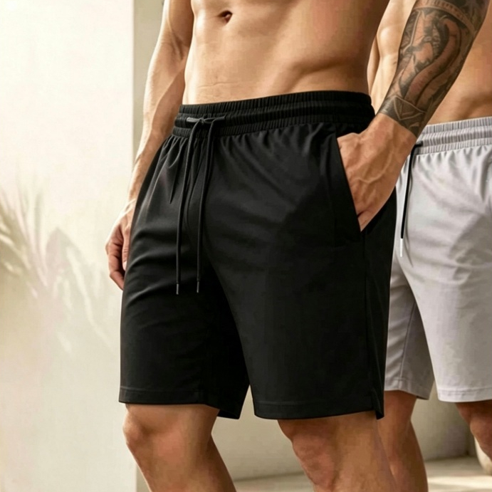 Short Tactel Masculino com Elastano Tecido Fino Bermuda Calção Praia Piscina Academia Secagem Rápida