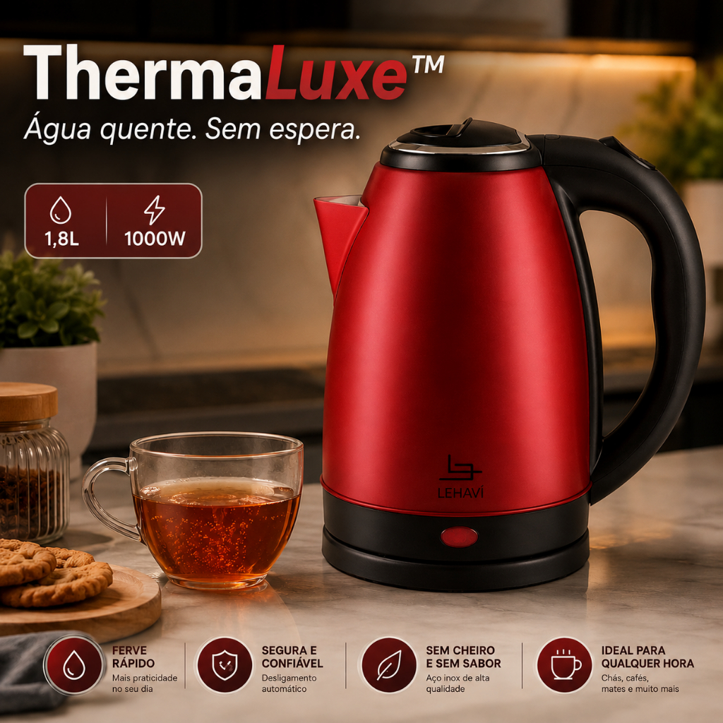 Chaleira Eletrica 1,8 Litros 1000 Watts Rapida Segura Vermelha Voltagem 127V