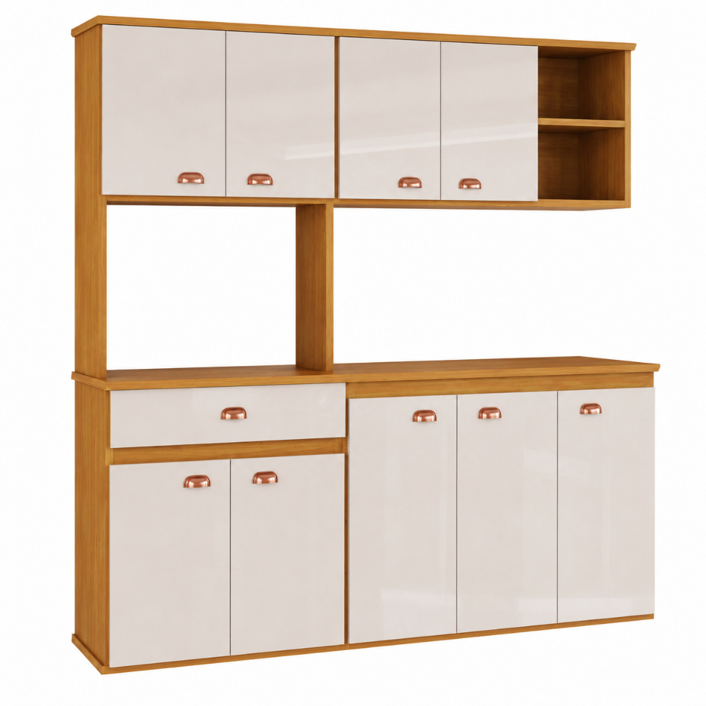 Kit Cozinha Atenas 9 Portas Armário Aéreo Torre Balcão Micro-ondas Suspenso