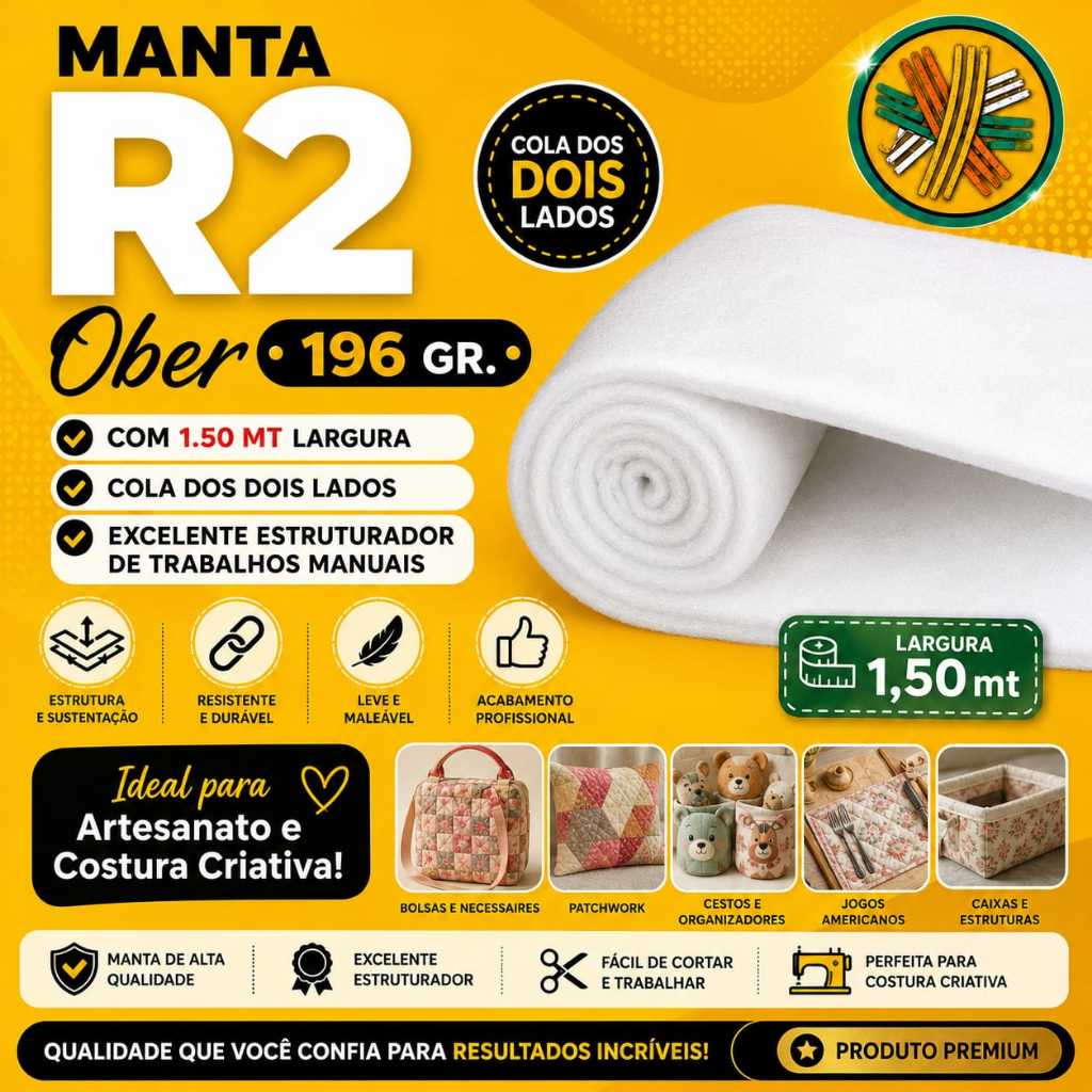MANTA R2 OBER  *196 GR* (VENDA ATACADO A PARTIR DE 5  MTS X 1,50 MT LARGURA)..COLA DOS DOIS LADOS.