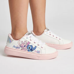Tênis Infantil Disney Juvenil Stitch Angel Escolar Tenis Menina Leve Resistente Casual Confortável