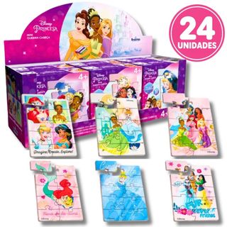 Kit com 6/12/24 Jogos Quebra Cabeça Lembrancinha infantil Princesas Disney 10 Peças Original