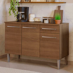 Balcão Gabinete Armário de Cozinha 3 Portas e 1 Gaveta Rustic Emilly Madesa
